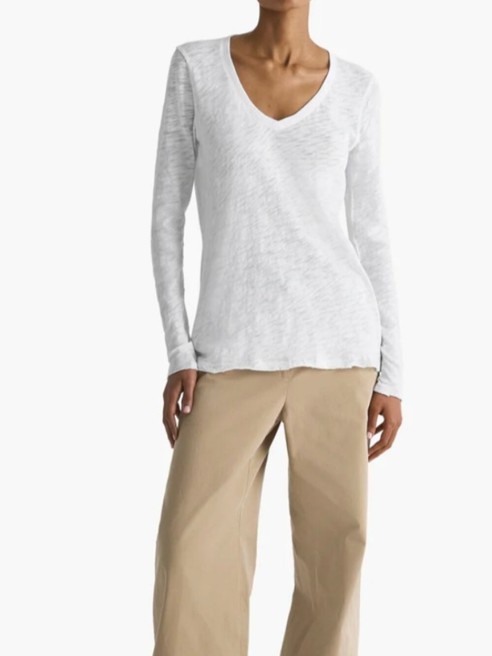 ATM Slub Jersey Long Sleeve Destroyed Wash Tee in White
